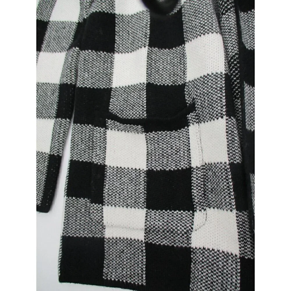 Talbots Womens Blazer P Petites Black White Plaid Business Casual Cotton Preppy